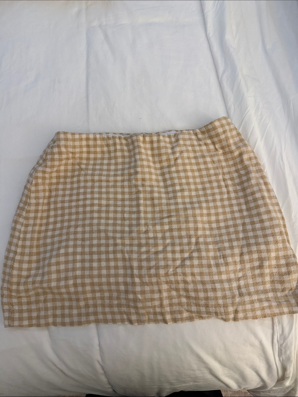 Abercrombie & Fitch Beige and White Gingham Mini Skirt - Picture 4 of 7